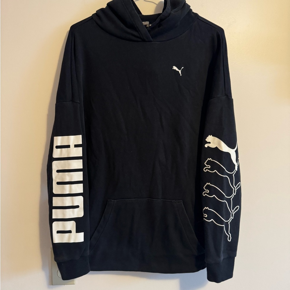 Puma Black Hoodie with Sleeve Logos